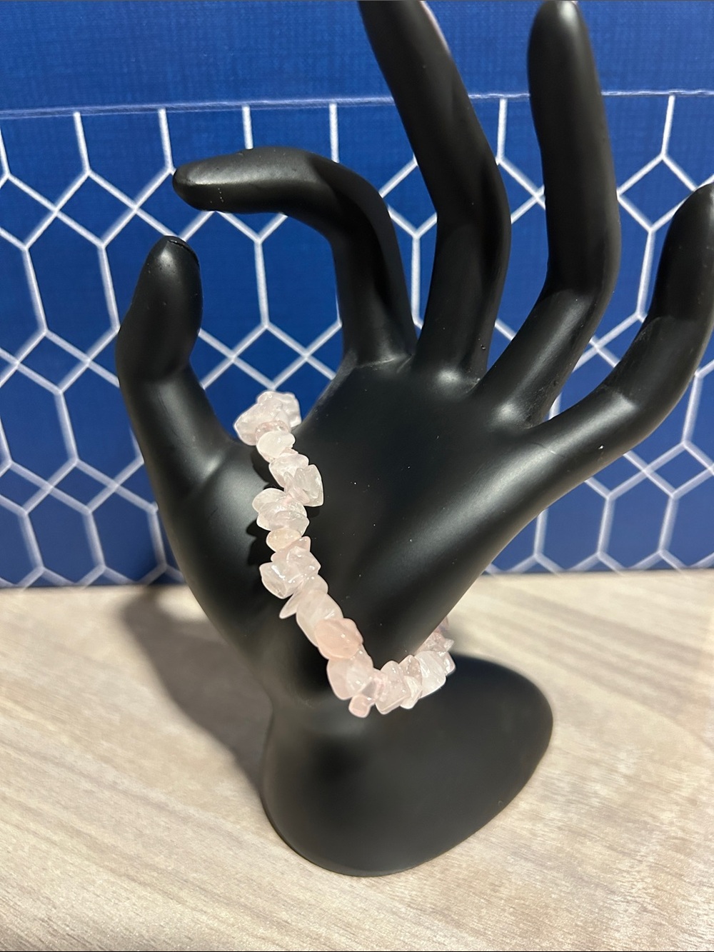Rose Quartz Chip Stretch Bracelet - Pink